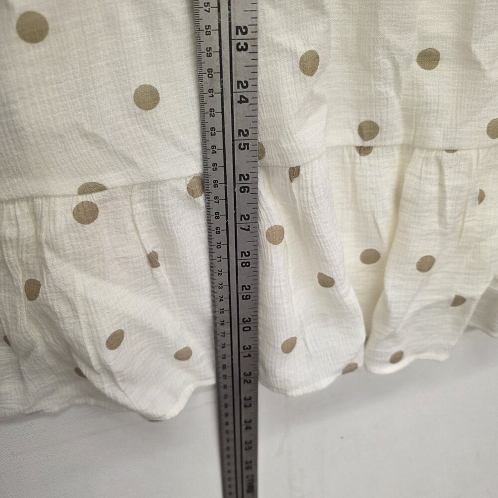 Mine White W/ Brown Polka Dots Knee Length Dress Size Small - Picture 7 of 9